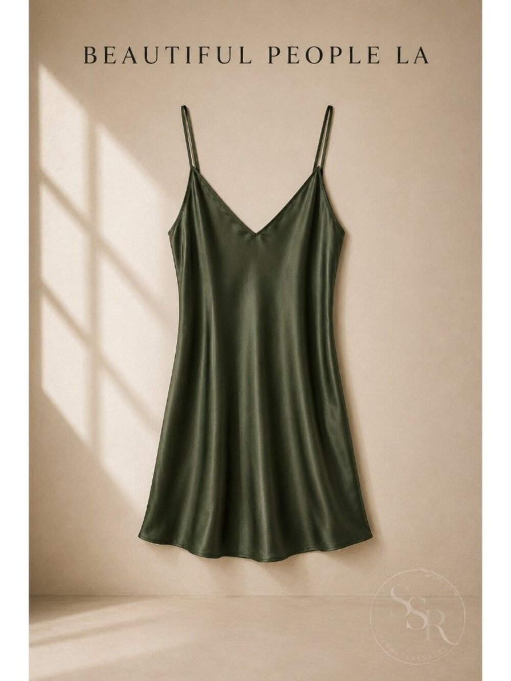 Beautiful People LA 100% Silk Mini Slip Dress | Forest Green | Size S | Made in